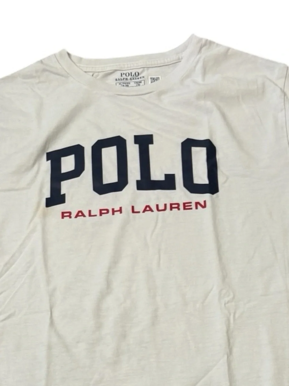 Polo by Ralph Lauren | White Tee with Navy and Red Logo Size XL 18-20
